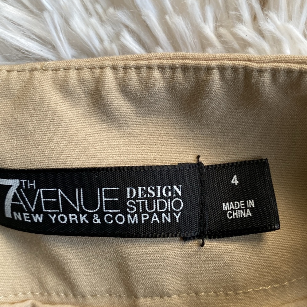 7th Avenue khaki  high low ruffles casual summer work midi skirt, size 4 - Picture 4 of 9